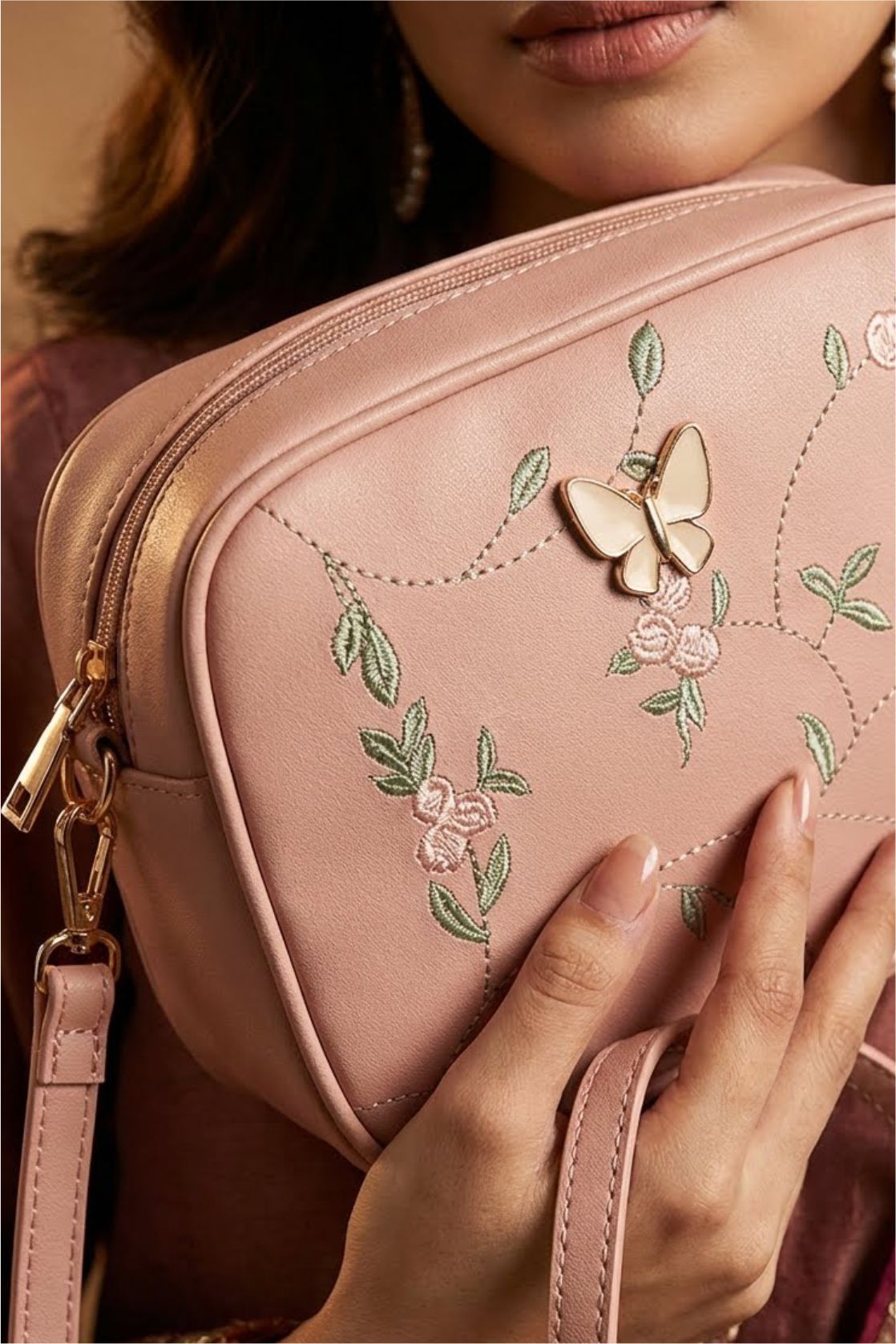 Embroidered Butterfly Crossbody Bag by Zari Bella