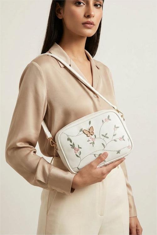 Embroidered Butterfly Crossbody Bag by Zari Bella