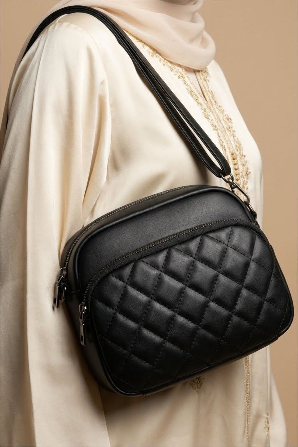 Zari Bella 3-Zipper Crossbody Bag – Smart & Elegant Everyday Essential