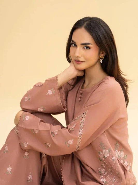 Zari Bella Eshal Pocket Set 2Pc Embroidered Linen Outfit