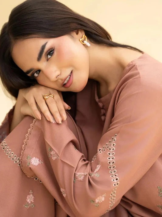 Zari Bella Eshal Pocket Set 2Pc Embroidered Linen Outfit