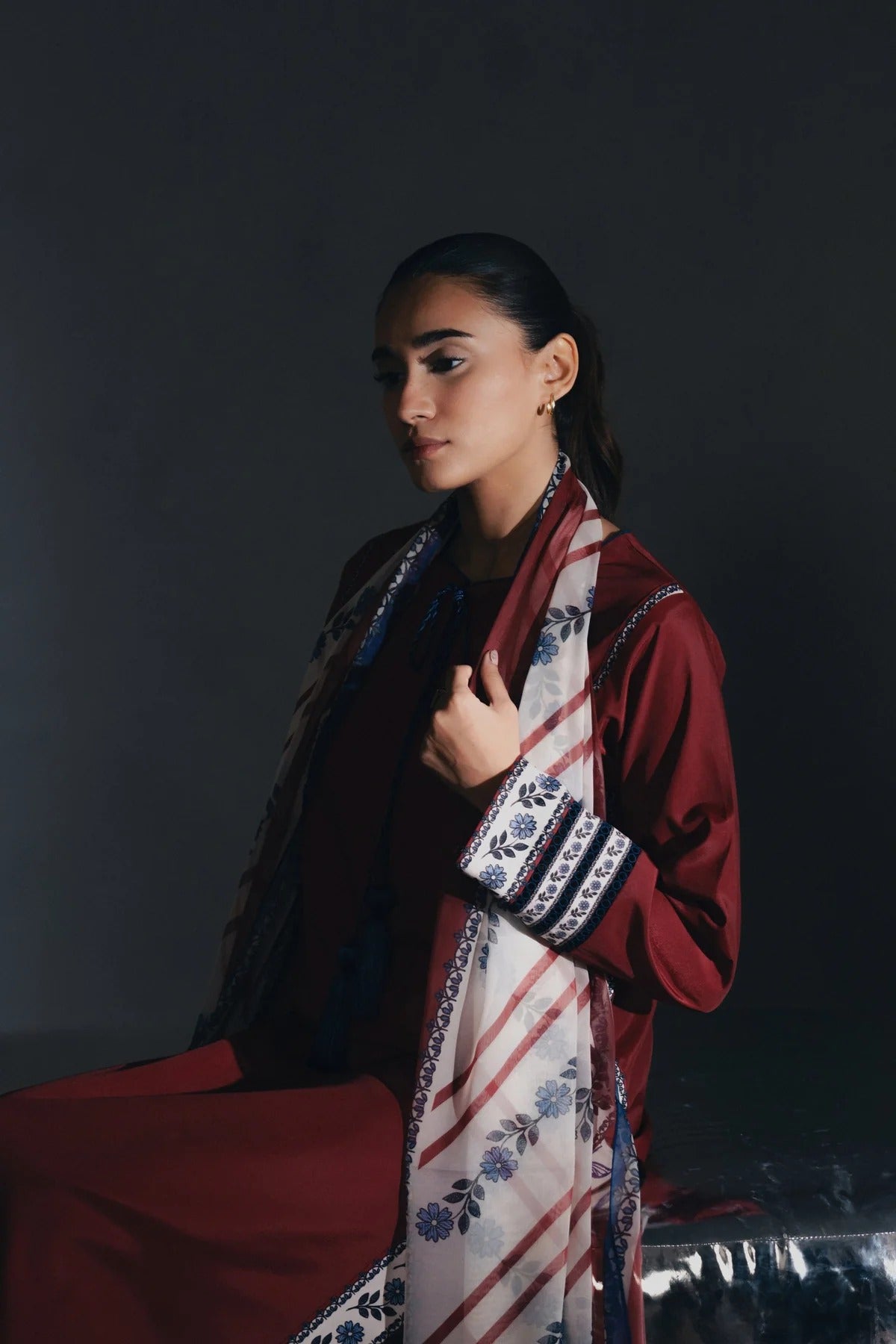 Zari Bella Gul-e-Laal 3Pc Khaddar Silk Winter Wear Ensemble