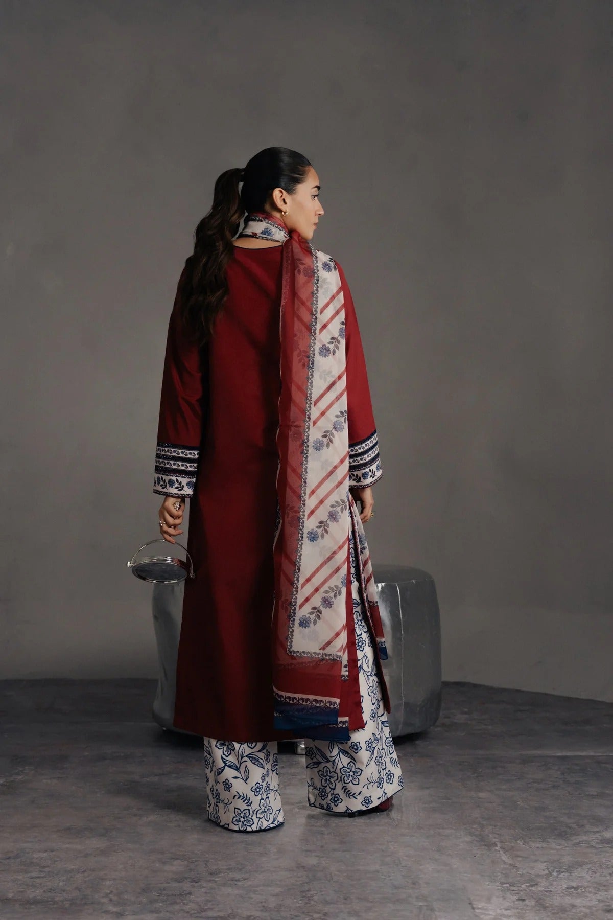 Zari Bella Gul-e-Laal 3Pc Khaddar Silk Winter Wear Ensemble