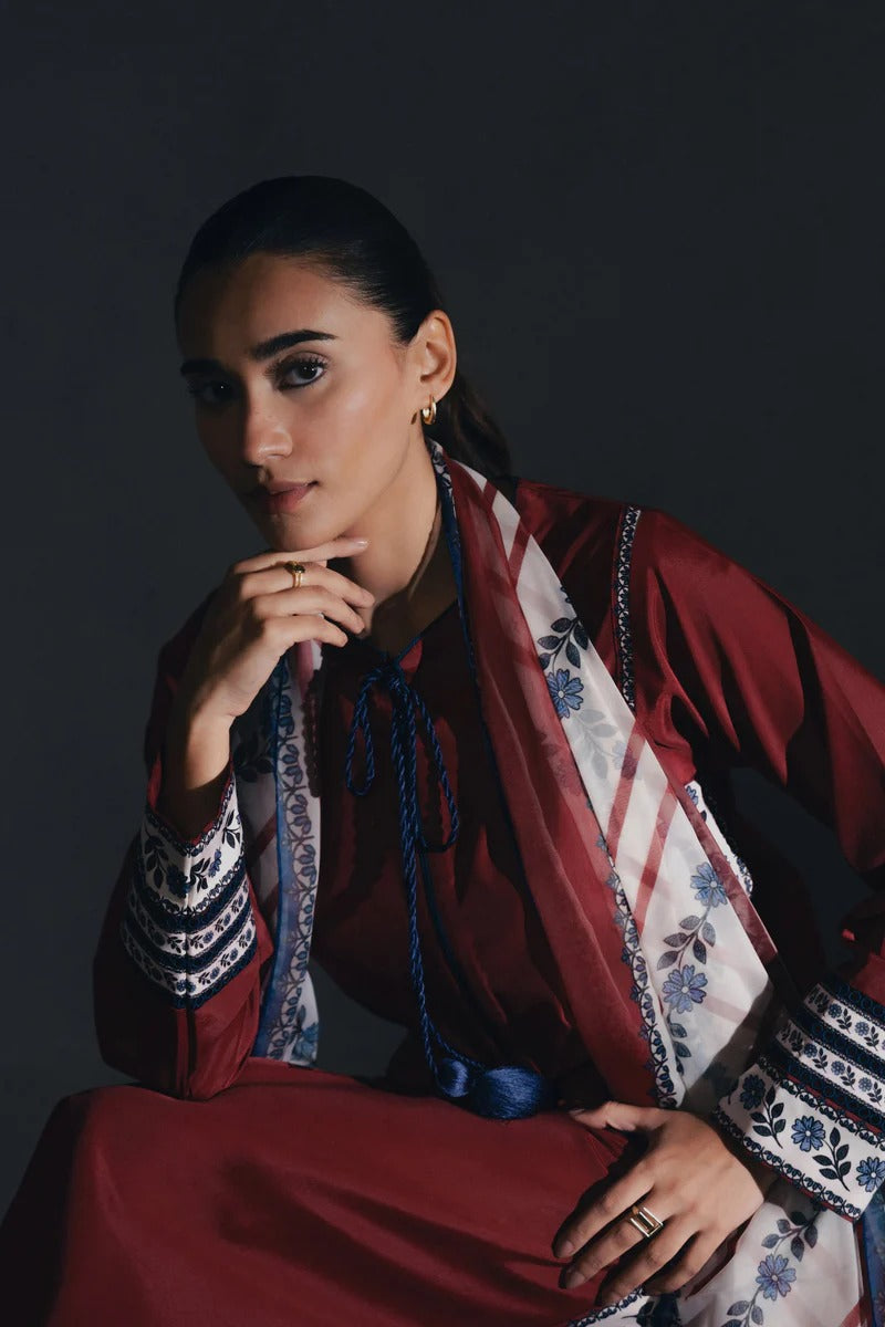 Zari Bella Gul-e-Laal 3Pc Khaddar Silk Winter Wear Ensemble