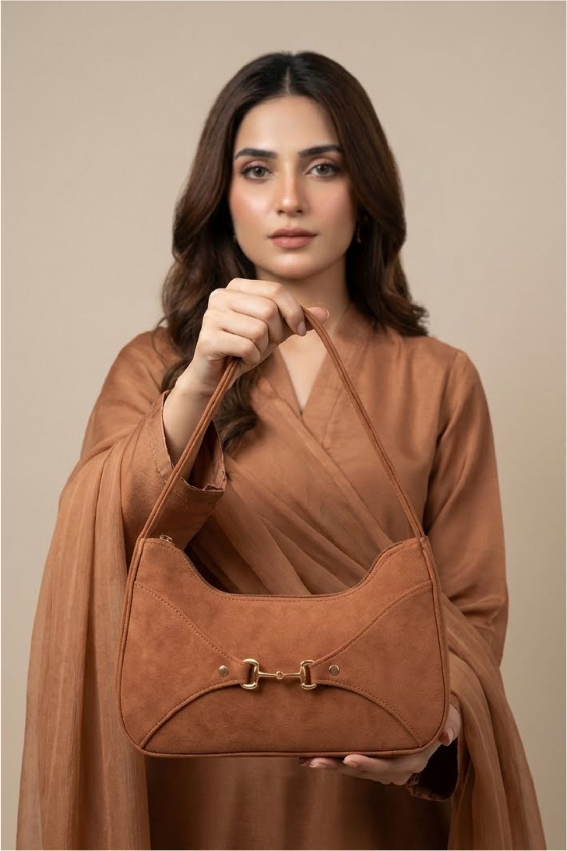 Zari Bella Camel Shoulder Bag – Stylish & Elegant Handbag
