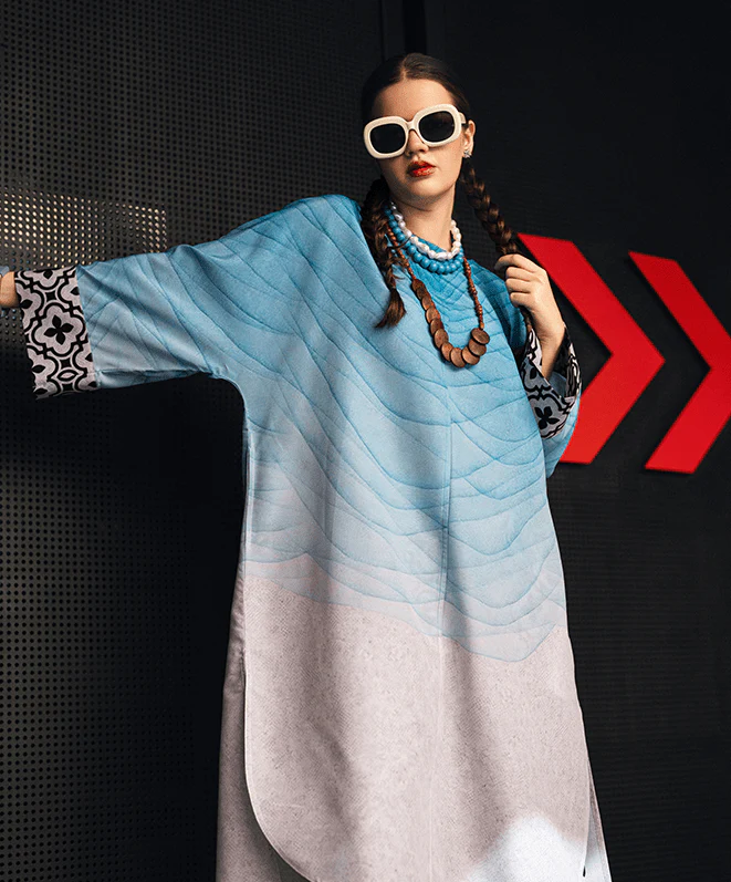 Zari Bella Aqua Digital 2Pc Printed Suit