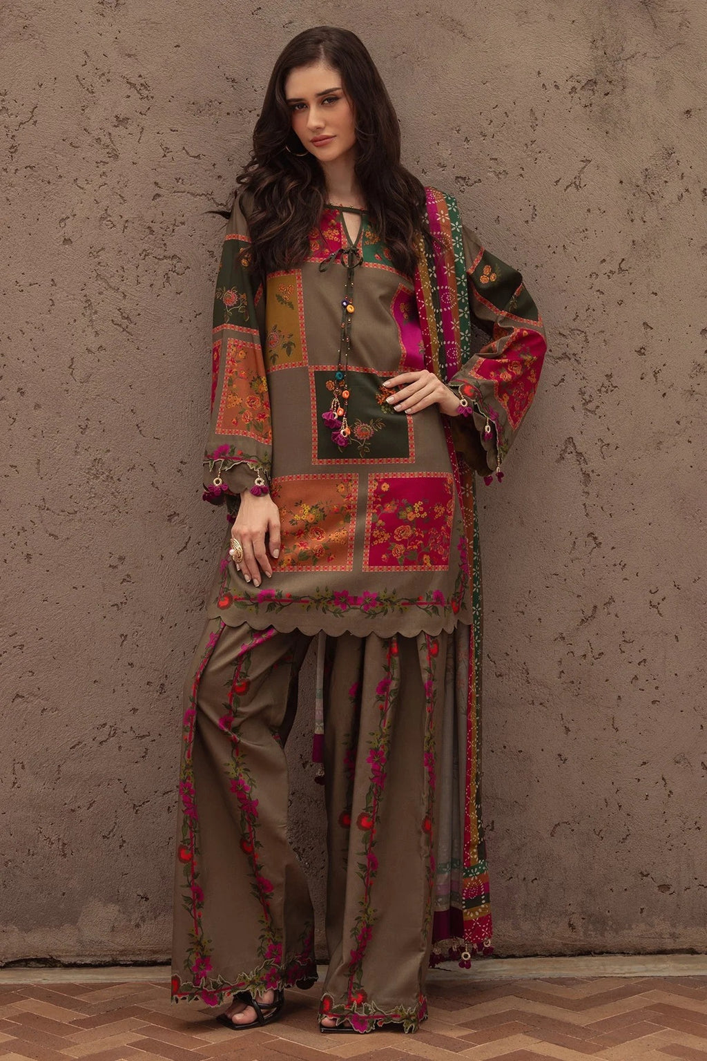 Sundoori 3Pc Silk Lawn Suit