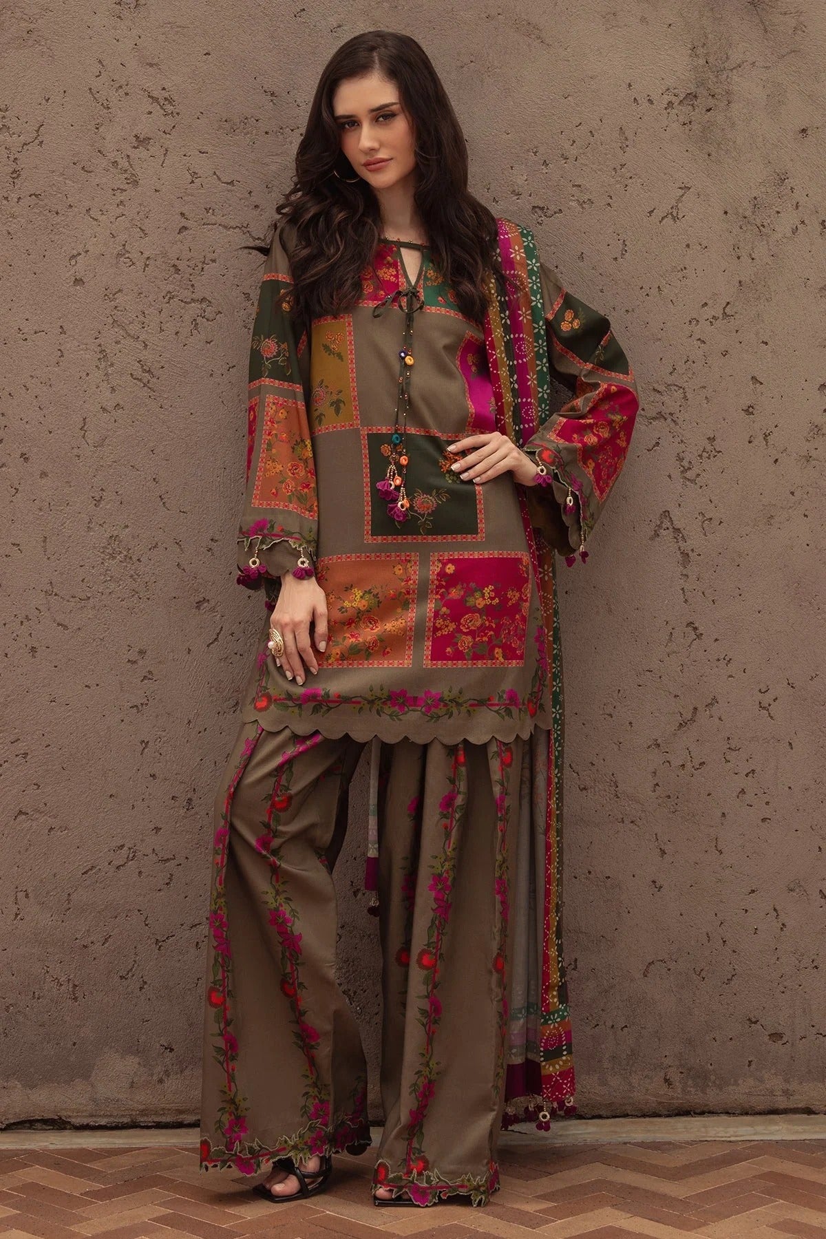 Sundoori 3Pc Silk Lawn Suit