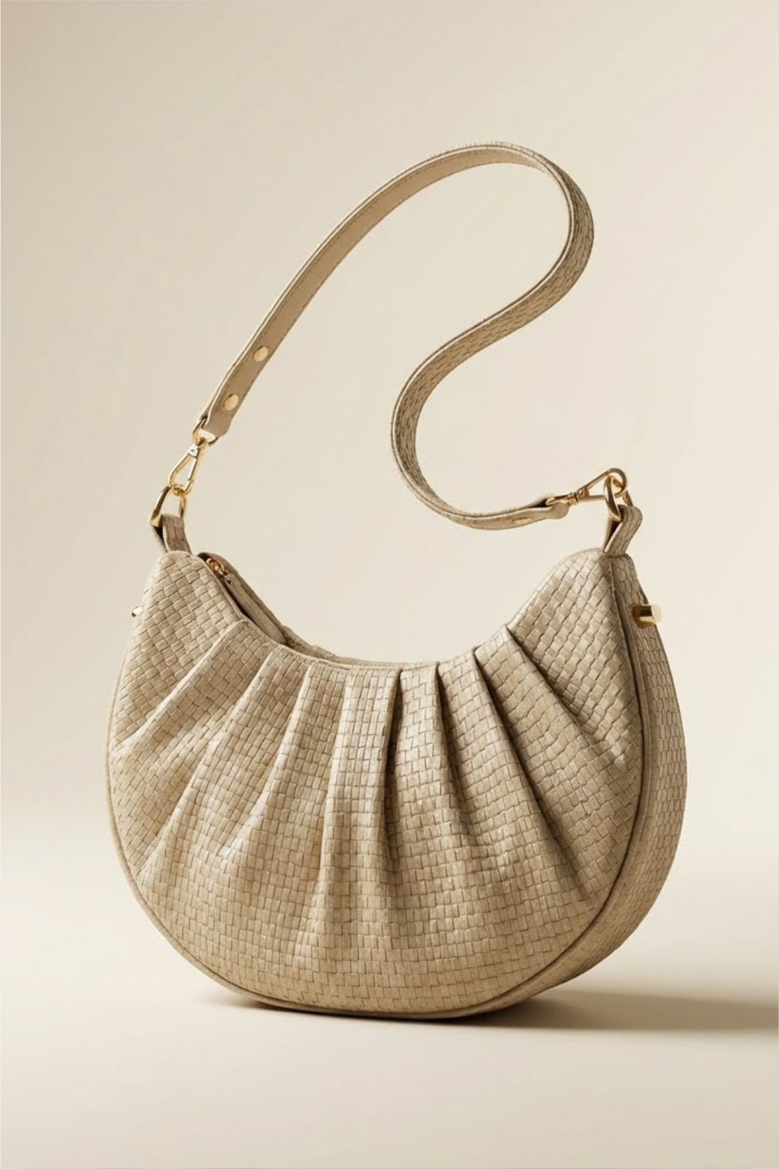 Lehriya Crescent Pleated Bag